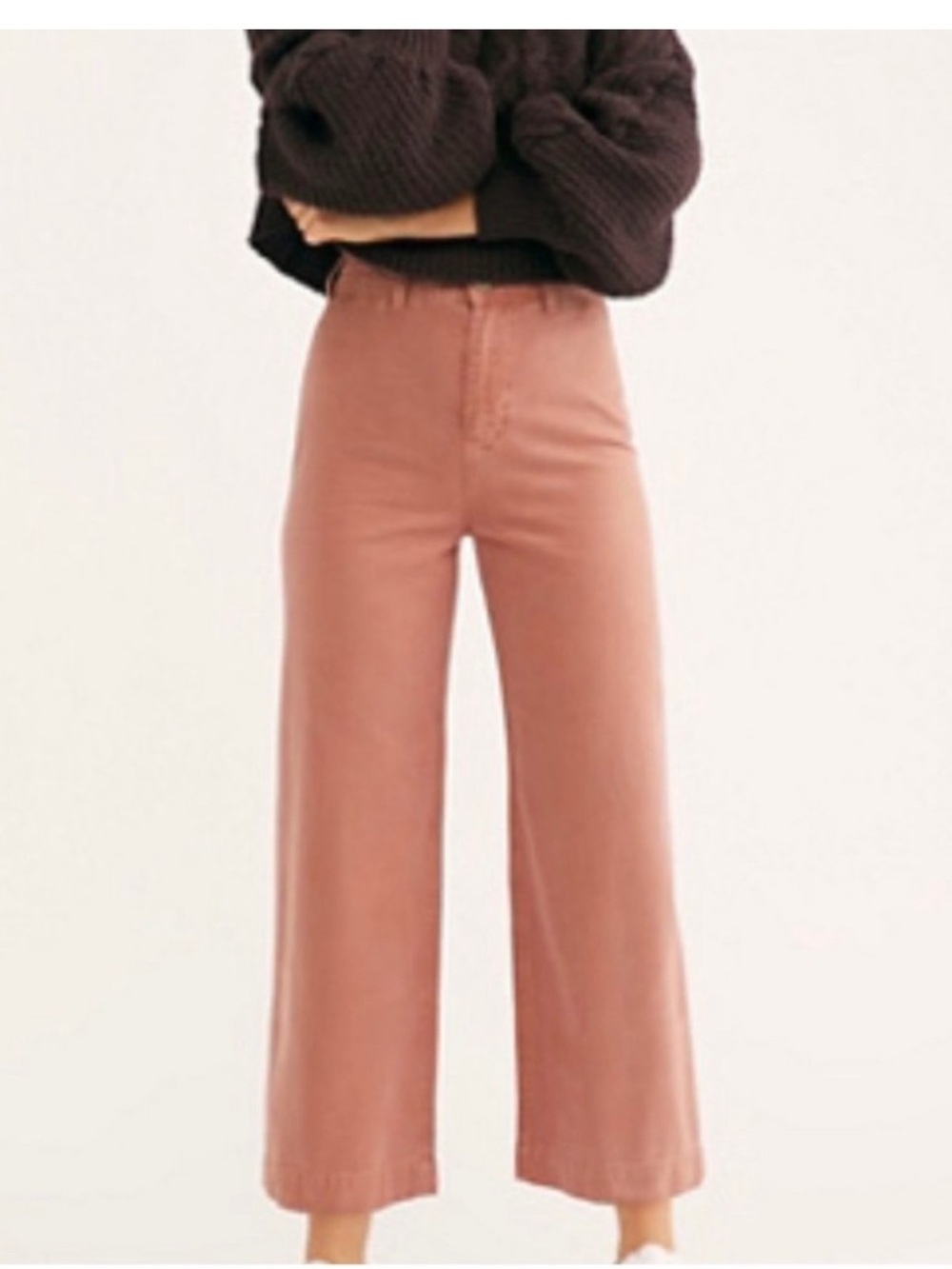 Free People Wide-Leg Cropped Pants - Dusty Rose